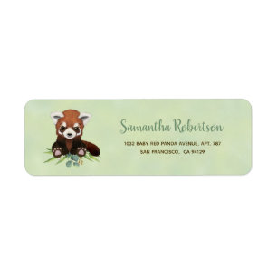 Cute Watercolor Bear Greenery Baby Shower Address Label