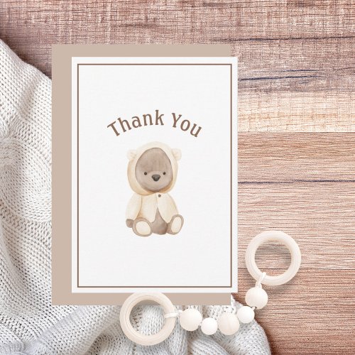 Cute Watercolor Bear Simple Thank You Card