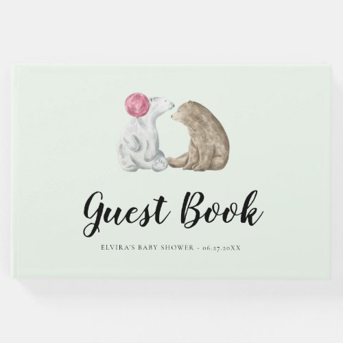 Cute watercolor bears Baby shower Guest Book