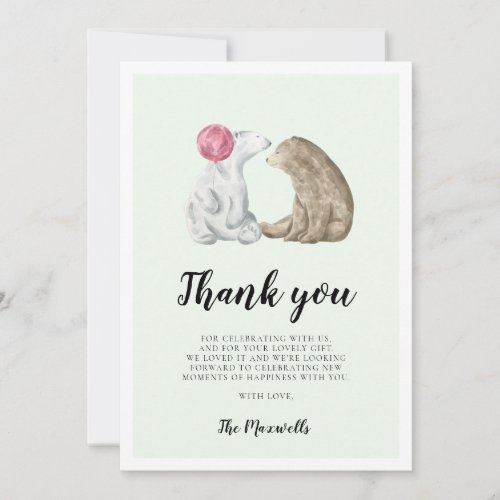 Cute watercolor bears Baby shower Thank You Card