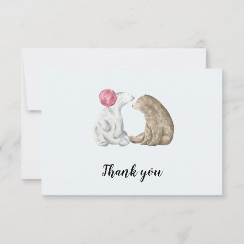 Cute watercolor bears Baby shower Thank You Card