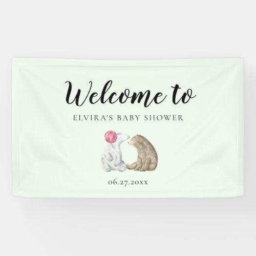 Cute watercolor bears Baby shower Welcome Banner