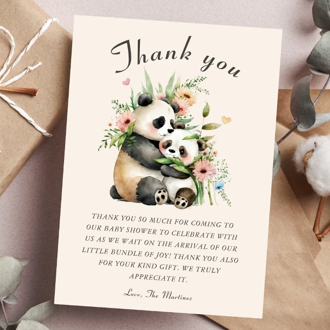  Cute Watercolor Bears & Flowers Baby Shower Thank You Card (Creator Uploaded)