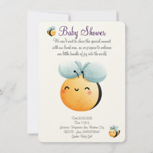 Cute watercolor bee invitation
