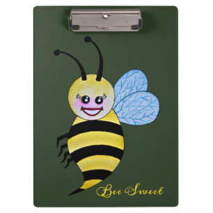 Cute Watercolor Bee With Happy Smile Clipboard