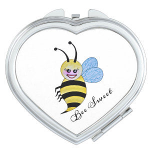 Cute Watercolor Bee With Happy Smile Compact Mirror