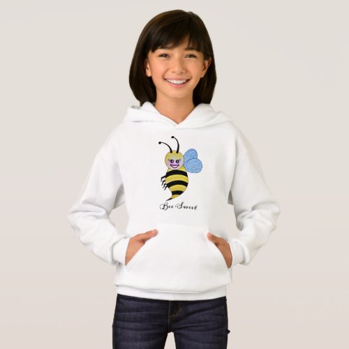 Cute Watercolor Bee With Happy Smile Hoodie