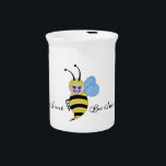 Cute Watercolor Bee With Happy Smile Pitcher<br><div class="desc">Cute watercolor honey bee with happy smile and blush. Designed for bee and insects lovers. Can be a sweet gift for anyone. Easily customize it with different words,   background color or just enjoy as it is. Please check the collection for matching items. :)</div>