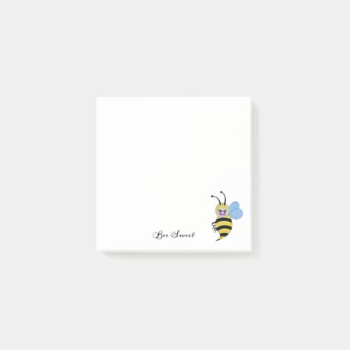 Cute Watercolor Bee With Happy Smile Post_it Notes