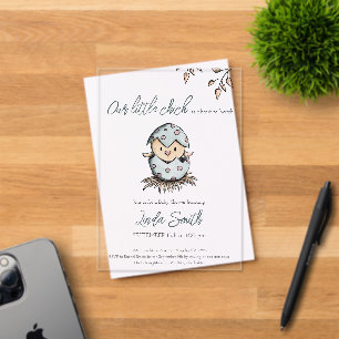 Cute Watercolor Bird Gender Neutral Baby Shower Acrylic Invitations