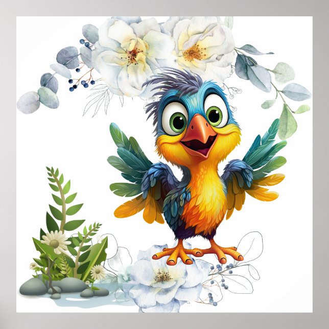 cute watercolor bird poster (Front)