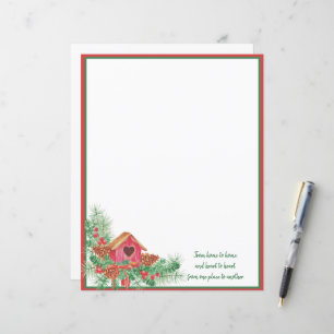 Cute watercolor birdhouse Christmas