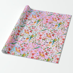 Cute Watercolor Birds Wrapping Paper