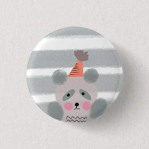 Cute Watercolor Birthday Panda Button