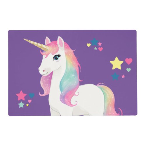 Cute Watercolor Birthday Unicorn Placemat