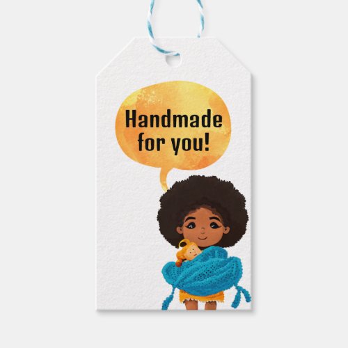 Cute Watercolor Black Child HandMade Gift Tag
