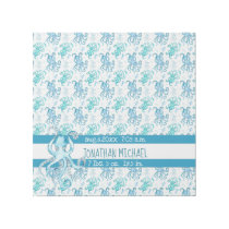 Cute Watercolor Blue and Teal Octopus Baby's Name Gallery Wrap