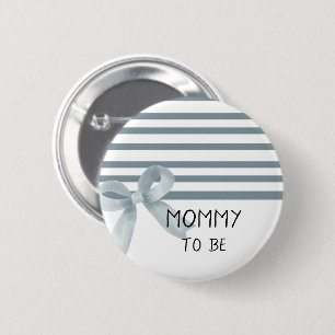 Cute Watercolor Blue Bow Baby Shower Mommy-to-be Button