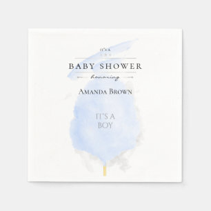 Cute Watercolor Blue Cotton Candy Baby Shower Napkins