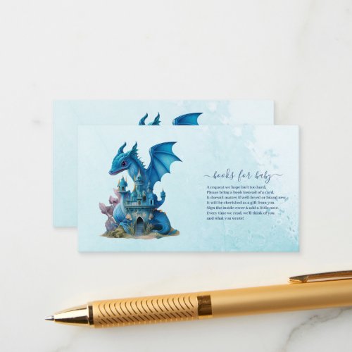 Cute Watercolor Blue Dragon Baby Shower Enclosure Card