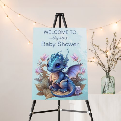 Cute Watercolor Blue Dragon Baby Shower Foam Board
