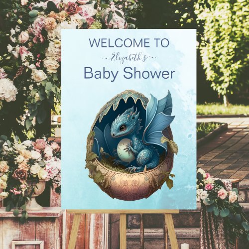 Cute Watercolor Blue Dragon Baby Shower Foam Board