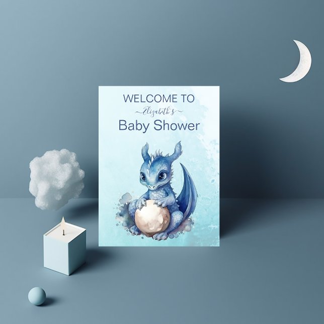 Cute Watercolor Blue Dragon Baby Shower Foam Board (Creator Uploaded)