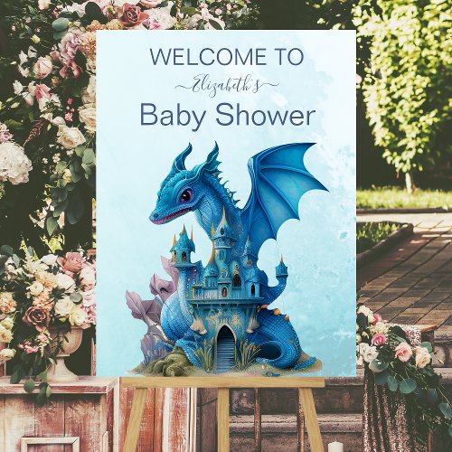 Cute Watercolor Blue Dragon Baby Shower Foam Board