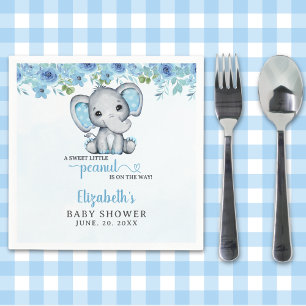 Cute Watercolor Blue Elephant Baby shower Boy Napkins