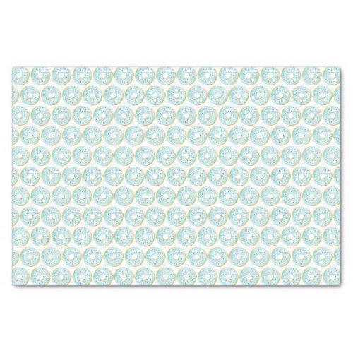Cute Watercolor Blue Sprinkle Donuts Pattern Tissue Paper