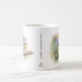 Cute watercolor Blue tit bird monogrammed Coffee Mug