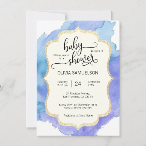 Cute Watercolor Blue Turquoise BOY Baby Shower Invitation