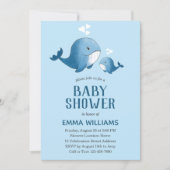 Cute Watercolor Blue Whale | Boy Baby Shower Invitation (Front)