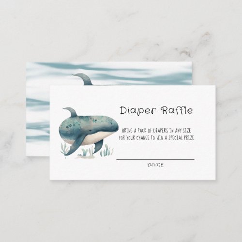 Cute Watercolor Blue Whale Diaper Raffle Business Card