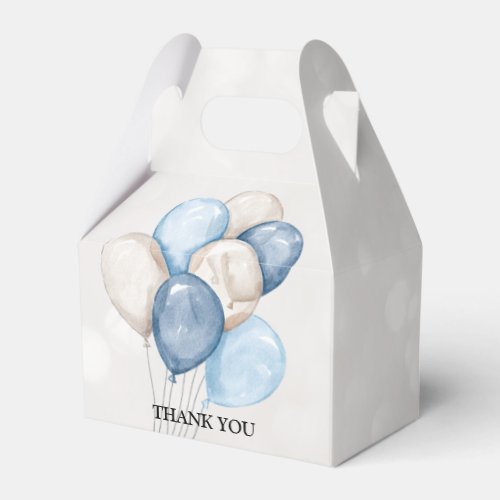 Cute Watercolor Blue White Balloons Party Favor Boxes