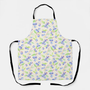 Cute Watercolor Blueberry Botanical Pattern Apron