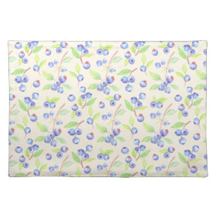 Cute Watercolor Blueberry Botanical Pattern Cloth Placemat