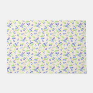 Cute Watercolor Blueberry Botanical Pattern Doormat