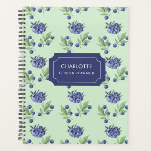 Cute Watercolor Blueberry fruit Teacher Lesson Planner