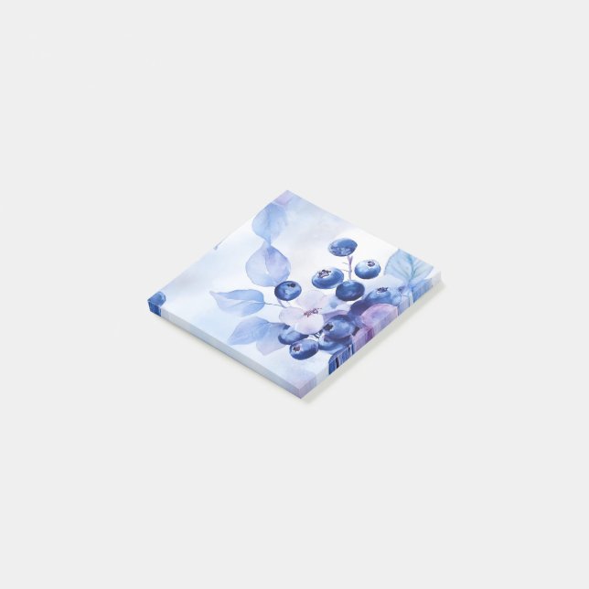 Cute Watercolor Blueberry Pattern Notes (Angled)