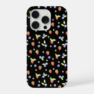 Cute Watercolor blueberry strawberry Pattern iPhone 15 Pro Case