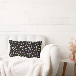 Cute Watercolor blueberry strawberry Pattern Lumbar Pillow