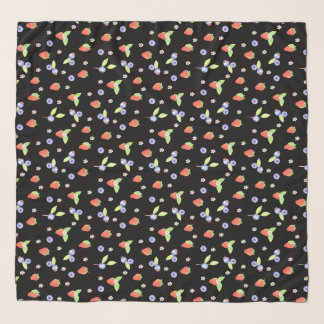 Cute Watercolor blueberry strawberry Pattern Scarf
