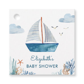 Cute Watercolor Boat Nautical Baby Shower   Favor Tags