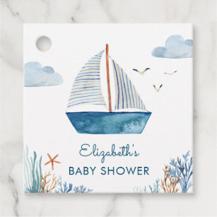 Cute Watercolor Boat Nautical Baby Shower   Favor Tags