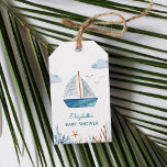 Cute Watercolor Boat Nautical Baby Shower  Gift Tags<br><div class="desc">Watercolor blue boat boy baby shower</div>