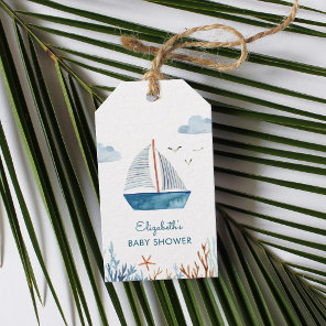 Cute Watercolor Boat Nautical Baby Shower  Gift Tags