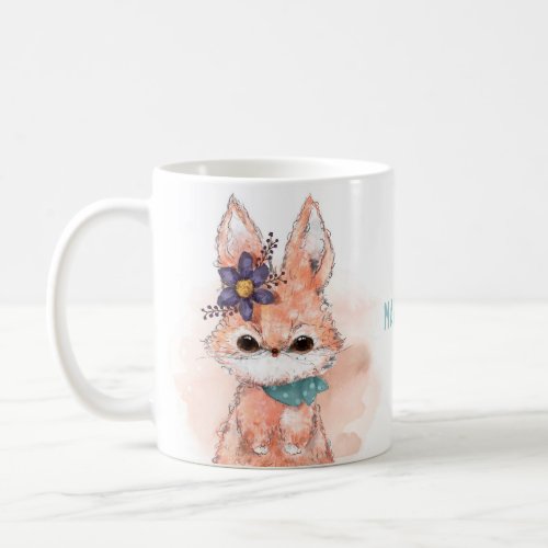 Cute Watercolor Boho Bunny Rabbit Personalized Coffee Mug