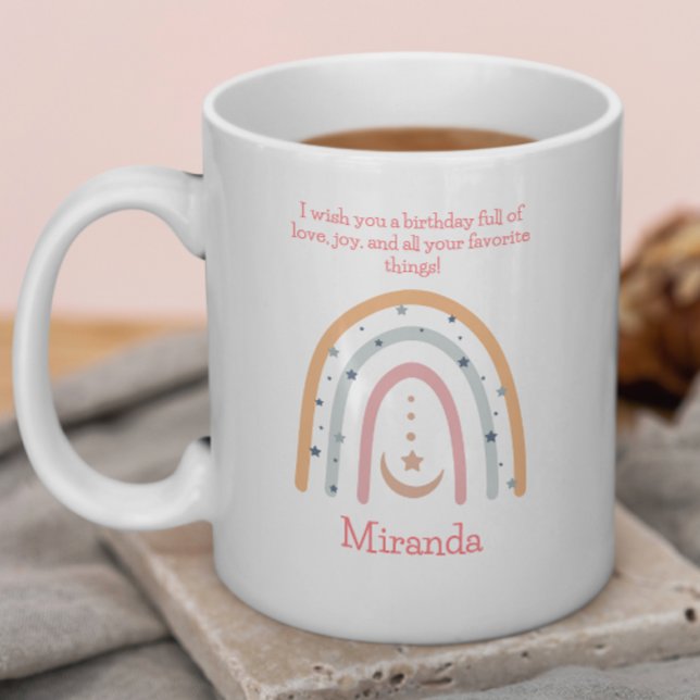 Cute Watercolor Boho Kids Birthday Celebration Coffee Mug (Creator Uploaded)