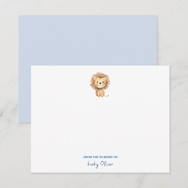 Cute watercolor Boho Lion Baby Boy  Thank You Card (Front/Back)